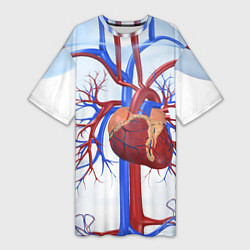 Футболка женская длинная Сердце, цвет: 3D-принт