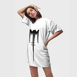 Футболка женская длинная Marilyn Manson, цвет: 3D-принт — фото 2