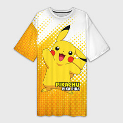 Футболка женская длинная Pikachu Pika Pika, цвет: 3D-принт