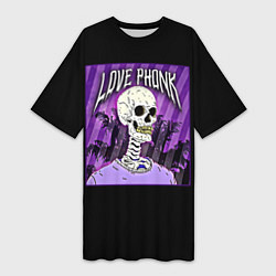Футболка женская длинная Love Phonk, цвет: 3D-принт