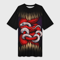 Женская длинная футболка Monster and snake