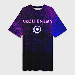 Футболка женская длинная Arch Enemy Neon logo, цвет: 3D-принт