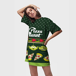 Футболка женская длинная Pizza Planet, цвет: 3D-принт — фото 2