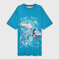 Женская длинная футболка Dady Shark