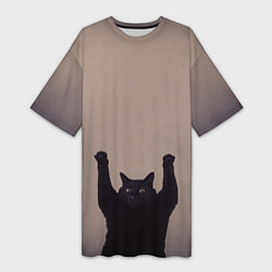 Женская длинная футболка Кот сдается