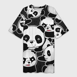 Женская длинная футболка Смешные панды
