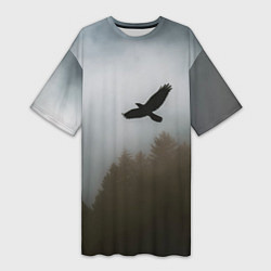 Женская длинная футболка Орёл над лесом
