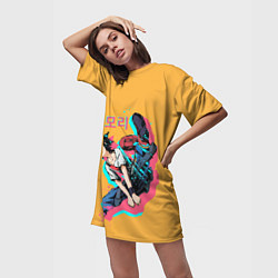 Футболка женская длинная MoRi Jin, цвет: 3D-принт — фото 2