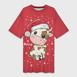 Футболка женская длинная Бычок, цвет: 3D-принт