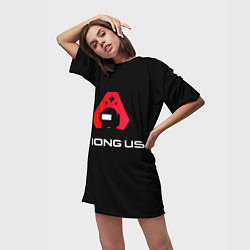Футболка женская длинная Among Us Логотип, цвет: 3D-принт — фото 2
