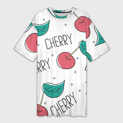 Женская длинная футболка Вишенки Cherry