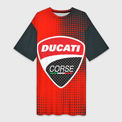 Футболка женская длинная Ducati Corse logo, цвет: 3D-принт