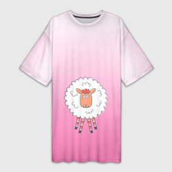 Женская длинная футболка Веселая овечка