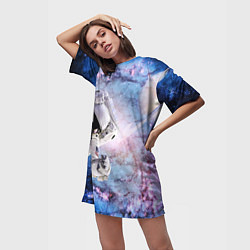 Футболка женская длинная Космонавт, цвет: 3D-принт — фото 2