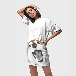 Футболка женская длинная Shiba Inu, цвет: 3D-принт — фото 2