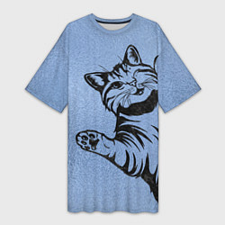 Женская длинная футболка Улыбающийся кот