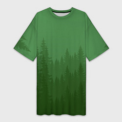 Футболка женская длинная Зеленый Лес, цвет: 3D-принт