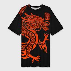 Женская длинная футболка RED CHINA DRAGON