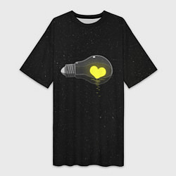 Женская длинная футболка Сердце в лампе