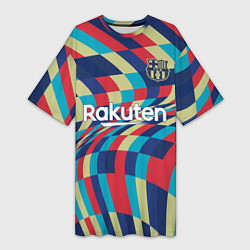 Футболка женская длинная FC Barcelona La Liga Pre-Match 202122, цвет: 3D-принт