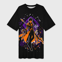 Футболка женская длинная GENSHIN IMPACT, ЧЖУН ЛИ, цвет: 3D-принт