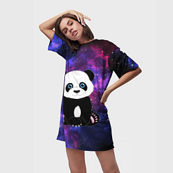 Футболка женская длинная Space Panda, цвет: 3D-принт — фото 2
