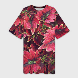Женская длинная футболка Красные листья