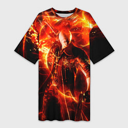 Женская длинная футболка Данте в огне