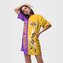 Футболка женская длинная Леброн NBA, цвет: 3D-принт — фото 2