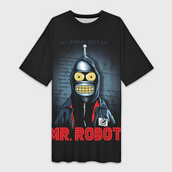 Женская длинная футболка Bender x mr robot