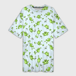 Женская длинная футболка Веселые лягушки