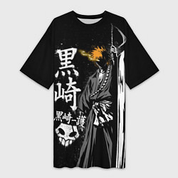 Футболка женская длинная Bleach, Ичиго с мечом, цвет: 3D-принт