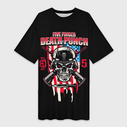 Футболка женская длинная 5FDP Five Finger Death Punch, цвет: 3D-принт