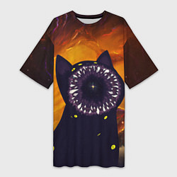 Женская длинная футболка Космический кот Space Cat Z