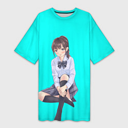 Женская длинная футболка Anime girl