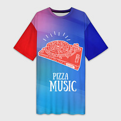 Женская длинная футболка PIZZA MUSIC