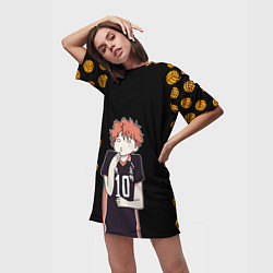 Футболка женская длинная ХИНАТА ВОЛЕЙБОЛ!!, цвет: 3D-принт — фото 2