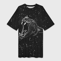 Женская длинная футболка Пантера в ночи