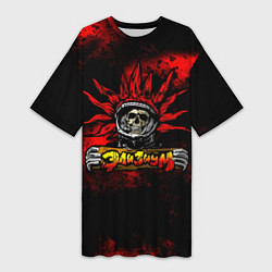 Женская длинная футболка Элизиум череп с табличкой