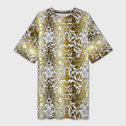 Футболка женская длинная Versace gold & white, цвет: 3D-принт