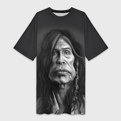 Футболка женская длинная Steven Tyler AEROSMITH Z, цвет: 3D-принт