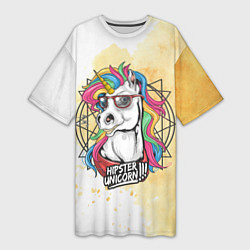 Женская длинная футболка Hipster unicorn