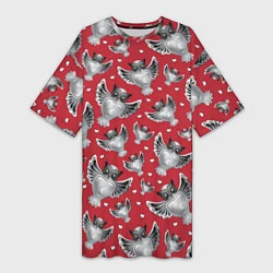 Женская длинная футболка Серебряные совы
