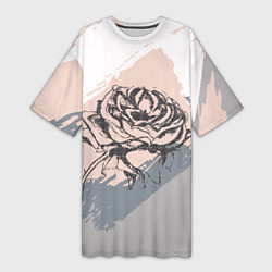 Женская длинная футболка Абстракция с розой