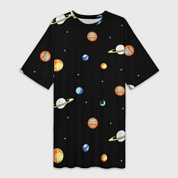 Женская длинная футболка Планеты в космосе