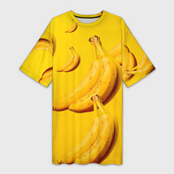 Футболка женская длинная Банановый рай, цвет: 3D-принт