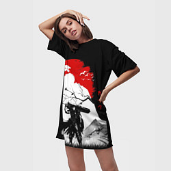 Футболка женская длинная Берсерк силуэт Гатса, цвет: 3D-принт — фото 2
