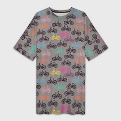 Женская длинная футболка Цветные велосипеды паттерн