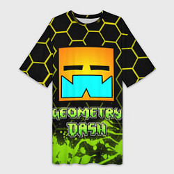 Женская длинная футболка Geometry Dash Классика