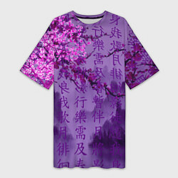 Женская длинная футболка Фиолетовый китай